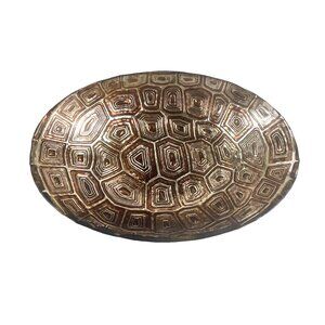 Handmade Turkish Akcam Turtle (Tortoise) Shell Design Glass Bowl Gold 6.5"
